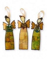 Kelly Rae Roberts Demdaco Angel Wall Hanging Plaques Lot 3 Wood 2009