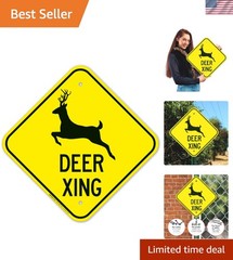 Deer Xing Sign 12″x12″ Aluminum Crossing Warning – Rustproof & Fade-Resistant
