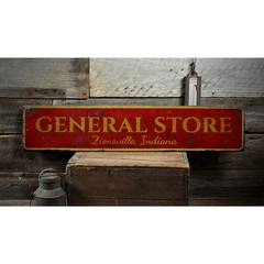 General Store, Custom Store Location – Rustic Distressed Wood Sign