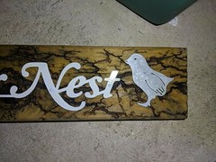 “Bless Our Nest”- Handmade Wooden Sign- 33″ x 6″- lightening wood/ Lichtenberg