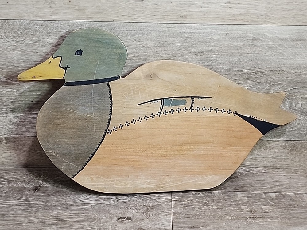 Vintage Tole Painted Wood Plaque Wall Decor Duck Country Farmhouse 17×8