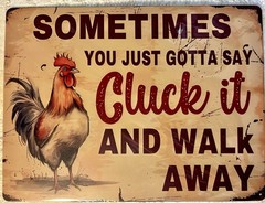 Tin Sign 12×16 Rooster Chicken Funny Bird Farm Ranch Kitchen Humor Home New #74