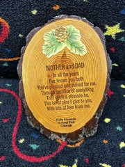 Parent Novelty Gift Wood Plaque “Mother And Dad “ Cabin Decor Colorado