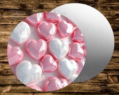 Pretty pink and white love hearts round sign Wreaths Crafts & Miniatures