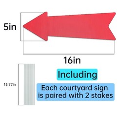 Red Arrow Signs with Stakes 16 x 5 Inches,This Way Directional Arrow Yard Sig…