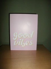 NEW Good Vibes Decorative Wooden Box Sign Inspirational Plaque pink 6 x 8 in.