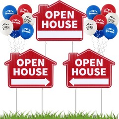 Geetery 3 Pcs Open House Signs for Real Estate 12 x 16 Inch Large Double Side