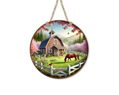 Farmhouse Aluminum Door Sign Barnyard Wreath Indoor Outdoor Durable