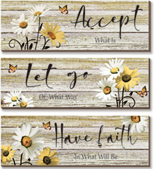3 Pcs Farmhouse Bathroom Wall Art – Daisy Floral Flowers and Butterfly Yellow Ba