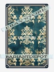 Metal Tin Sign Elegant Vintage Pattern Scene gothic repeat print pattern