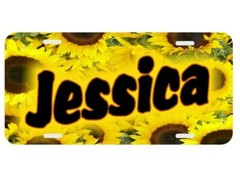 Sunflowers Personalized Monogrammed License Plate Custom Auto Tag Yellow Brown