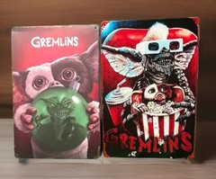 GREMLINS METAL MOVIE POSTER SIGNS – GIZMO STRIPE NWOT Still In Plastic LOT OF 2