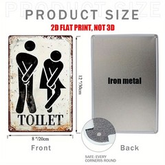 Humorous Toilet Vintage Metal Sign Bathroom Wall Decor with Funny Peeing Figures