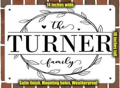 Turner Family Decorative Metal Door or Wall Plaque (Style 1)