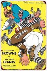 1958 New York giants VS Cleveland Browns Vintage Reproduction metal sign 8 x 12