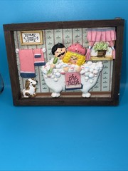 Kitschy Bathroom Wall hanging Dog Couple Bathtub Cute Unique Funny Cottagecore