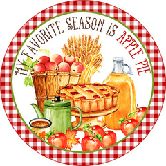 APPLE PIE Design With Plaid Border Metal Sign (PLEASE READ DESCRIPTION)