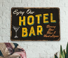 Hotel Bar Sign Home Bar Man Cave Decor Beer Wine Hard Liquor Garage 108122001063