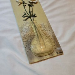 Vintage Boem 3D Wall Art Tile Plaque Floral Style in Resin Vase Signed Boem