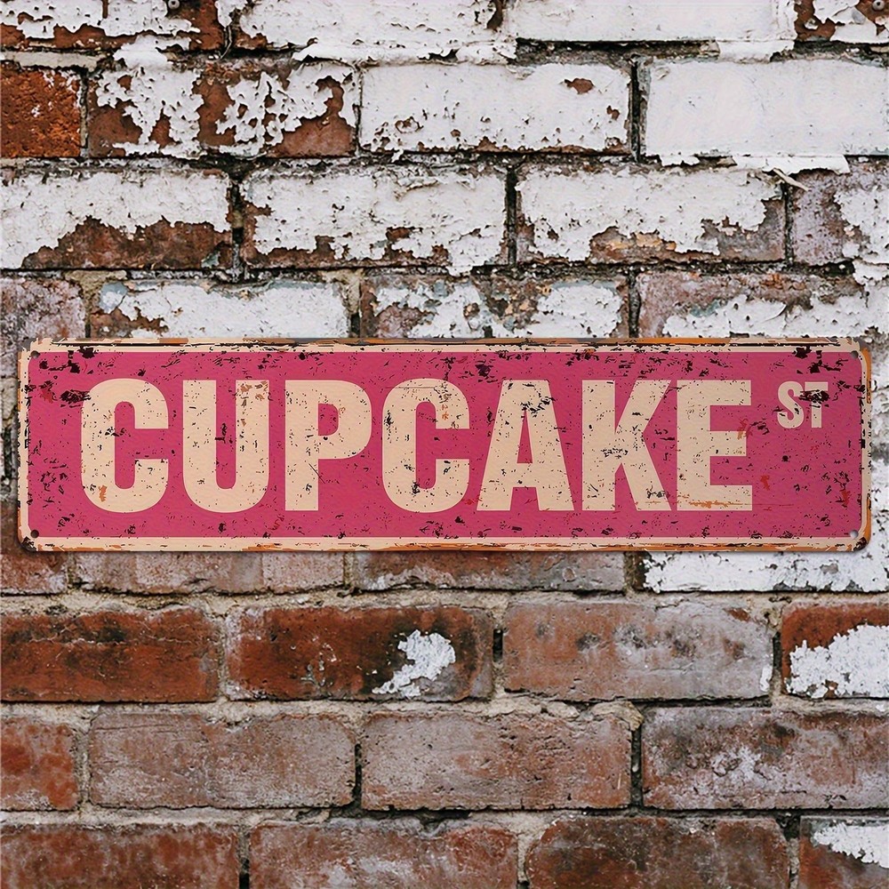 Cupcake ST Distressed Vintage Metal Sign Bakery Cafe Wall Decoration Tin Plaque