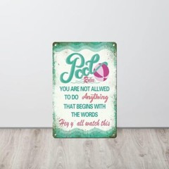 Pool Rules Sign Pool Signs for Outside Funny Pool Decor Sign for Beach Home Bar