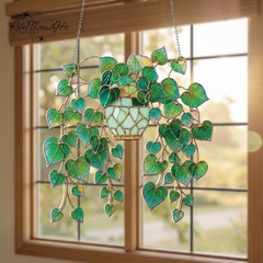 Hanging Pothos Acrylic Suncatcher Plant Window Decor Floral Gift
