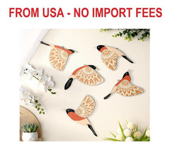 Barydat 5 Pcs Wooden Bird Wall Art Wood Flying Birds Wall Decor Rustic Folk Art