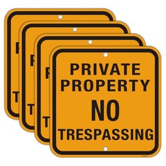Large (4 Pack) Private Property No Trespassing Sign, Reflective Aluminum Meta…
