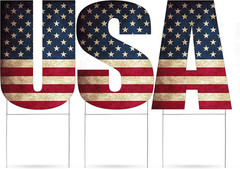 Rustic Large USA United States of America Patriotic Flag Yard Sign Home Decor La