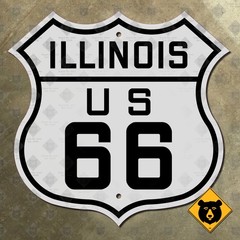 Illinois US Route 66 highway sign mother road 1926 Chicago Springfield 12×12