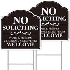 No Soliciting Sign for House, No Soliciting Yard Sign, 2-Pack 12″X12″ Double-Sid