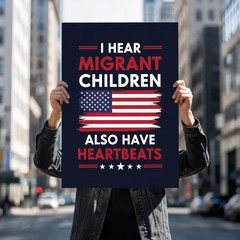 Hear Migrant Children Also Have Heartbeats Protest Sign Political Activism