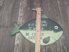 Handmade Wooden Sign With Metal Trim . Fishing . Cabin Decor Man Cave. 🤎💜🩵💛
