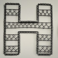 Pottery Barn Teen Black Metal Letter H Decorative Wall initial