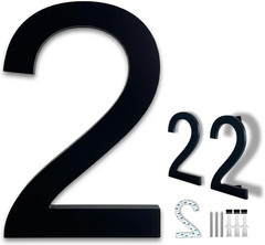 8 Inch Large Modern House Numbers for Outside, Easy Floating & Adhesive Back Ins