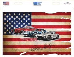 Shelby American Flag with 3 Cars Vinyl Decal