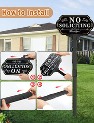 No Soliciting Sign for House with Stake – Adjustable Height – 12.7 x 6.6 Inch/36