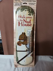 Welcome To Nuthouse Metal Outdoor Thermometer Squirrel Family Funny Wall Decor