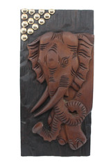 Elephant Hand Carved Wood Hanging Display Sign – Handmade in Laos