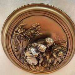 Vintage Decor 2 Wall Plaques Heavy Bronze Colored Painted Chalk Or Plaster Heavy
