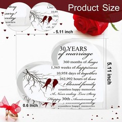 30Th Years of Marriage Gift Wedding Anniversary Souvenir Heart Marriage Keepsake