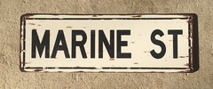 Marine St Beach La Jolla Surf San Diego California Vintage Steel Street Sign
