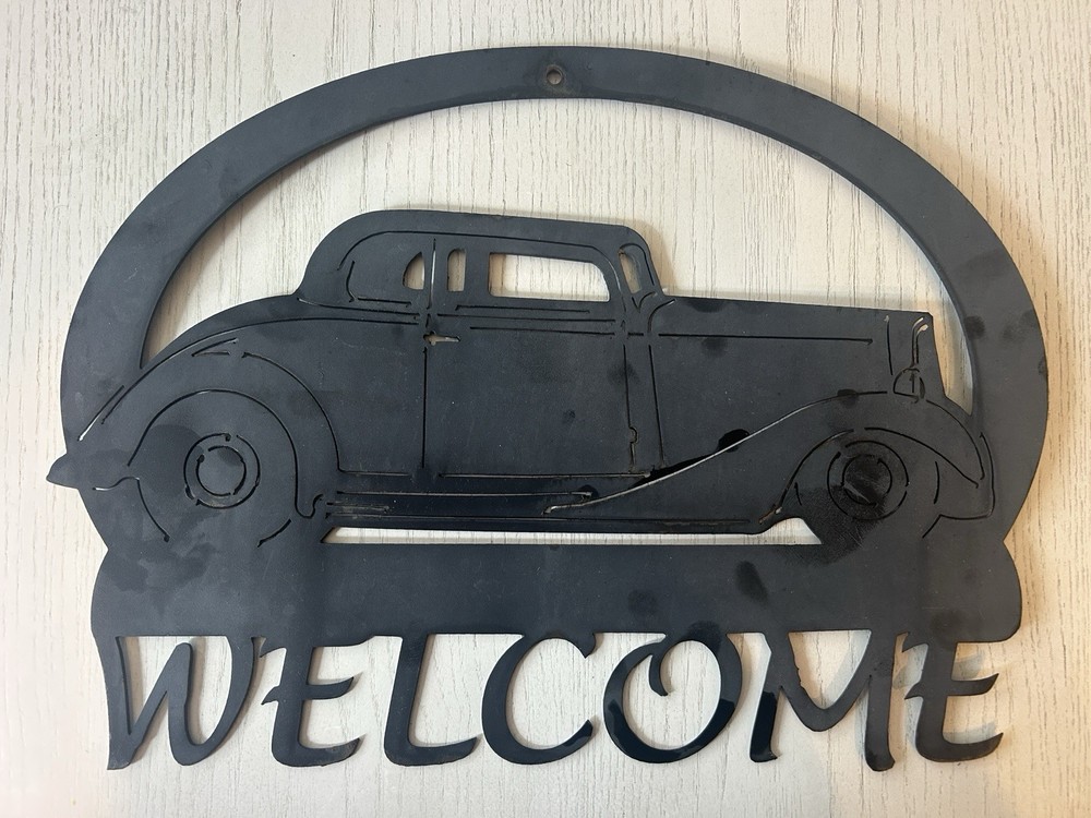 Plasma Cut Metal Hot Rod 1932 Ford Coupe Welcome Sign Free Shipping!