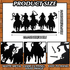 Western Decoration Vintage Metal Cowboy Wall Decor Silhouette Room Decor Hanging