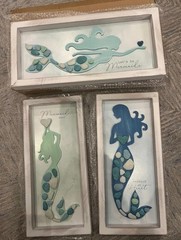 Mermaid Coastal Wood Rock Signs (3)