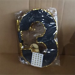 Black & Gold Glitter number 3 piñata, comes with eye cover and stick