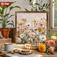 Rustic Floral Wooden Sign Vintage Pastoral Wall Decor for Bedroom Cafe Gift