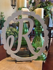 Mud Pie Monogram Initial Door Hanger “R” Wood White 18″