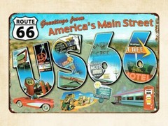 Route 66 America’s Main Street metal tin sign apartment accessories