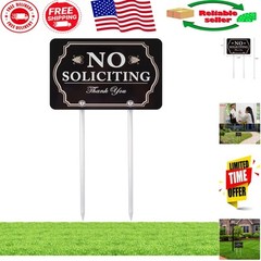 Large Aluminum ‘No Soliciting’ Yard Sign with Easy Installation | Front Door Use